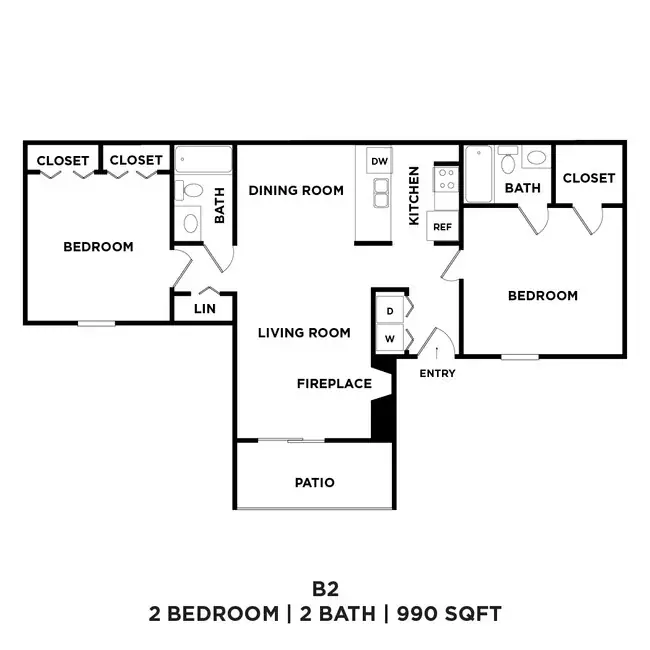 2 Beds • 2 Bath 310-206 floor plan